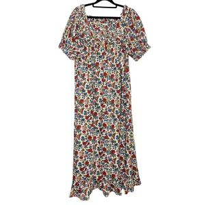 Doen Floral Liberty Fabric Cotton Villette Midi Dress - Medium